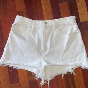 Madewell Momjean Shorts White High Rise Denim